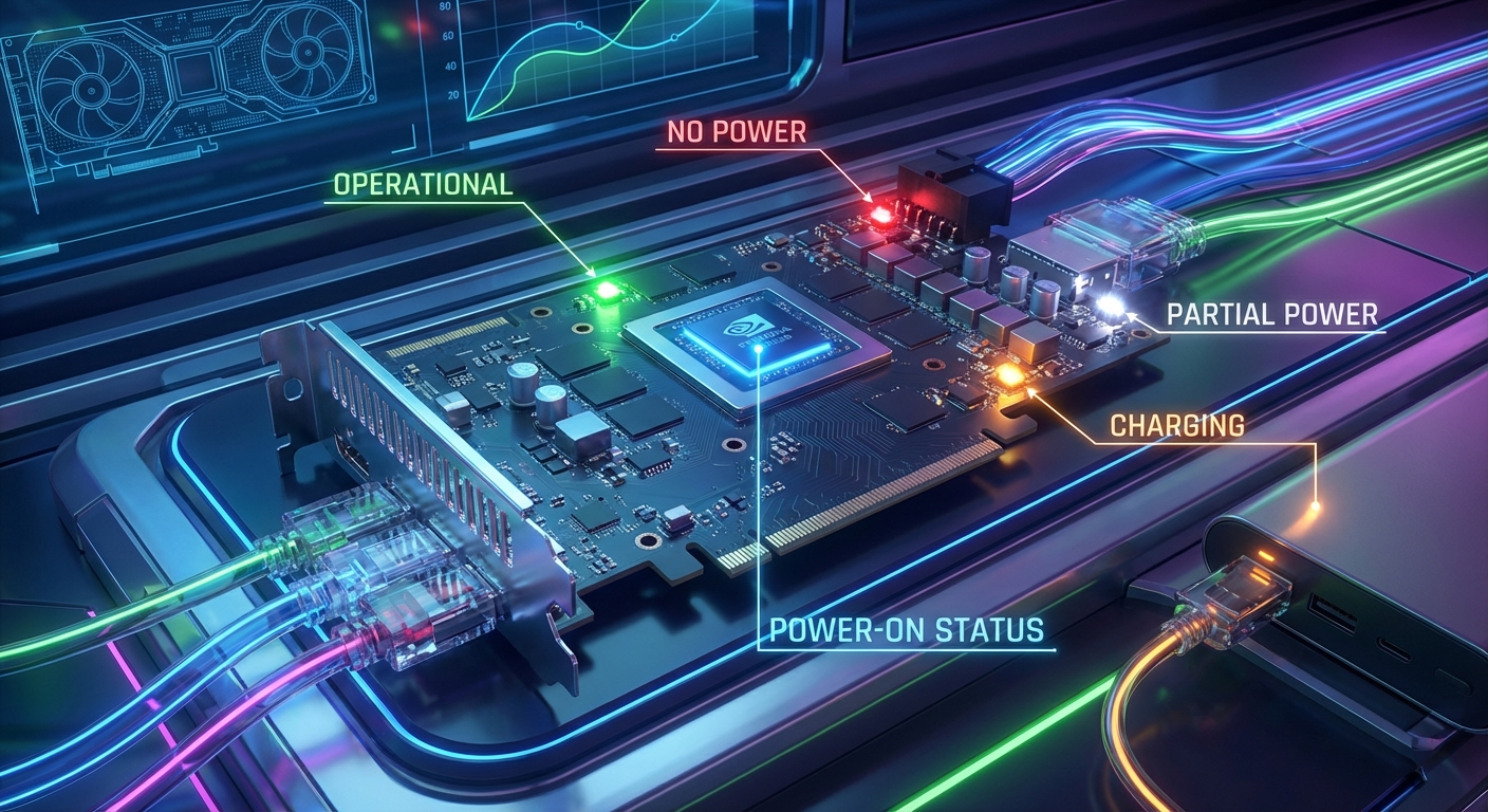 Diagram of GPU power indicator light color codes