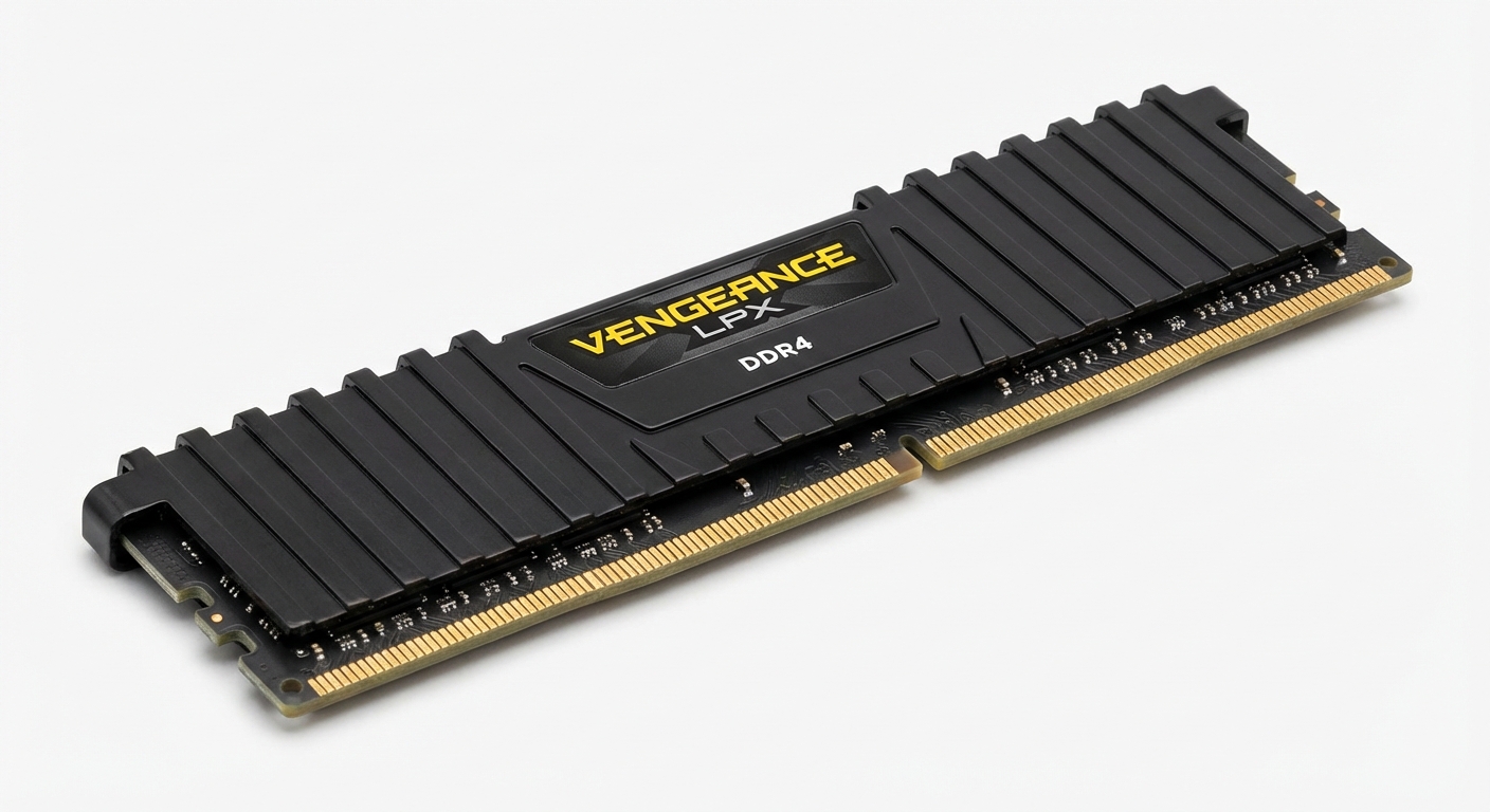 Photorealistic close-up of a DDR4 RAM module