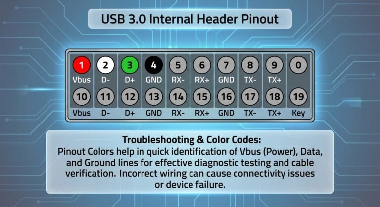 USB 3.0 internal header pinout color codes | Rotating USB Cable