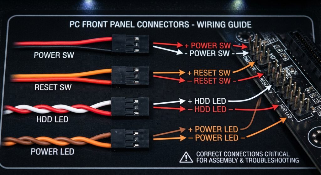Power button and reset switch wire color codes | Rotating USB Cable