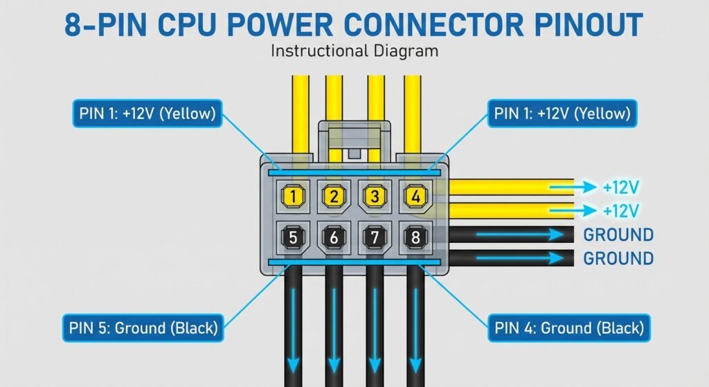 CPU 8-pin connector wire color codes | Rotating USB Cable