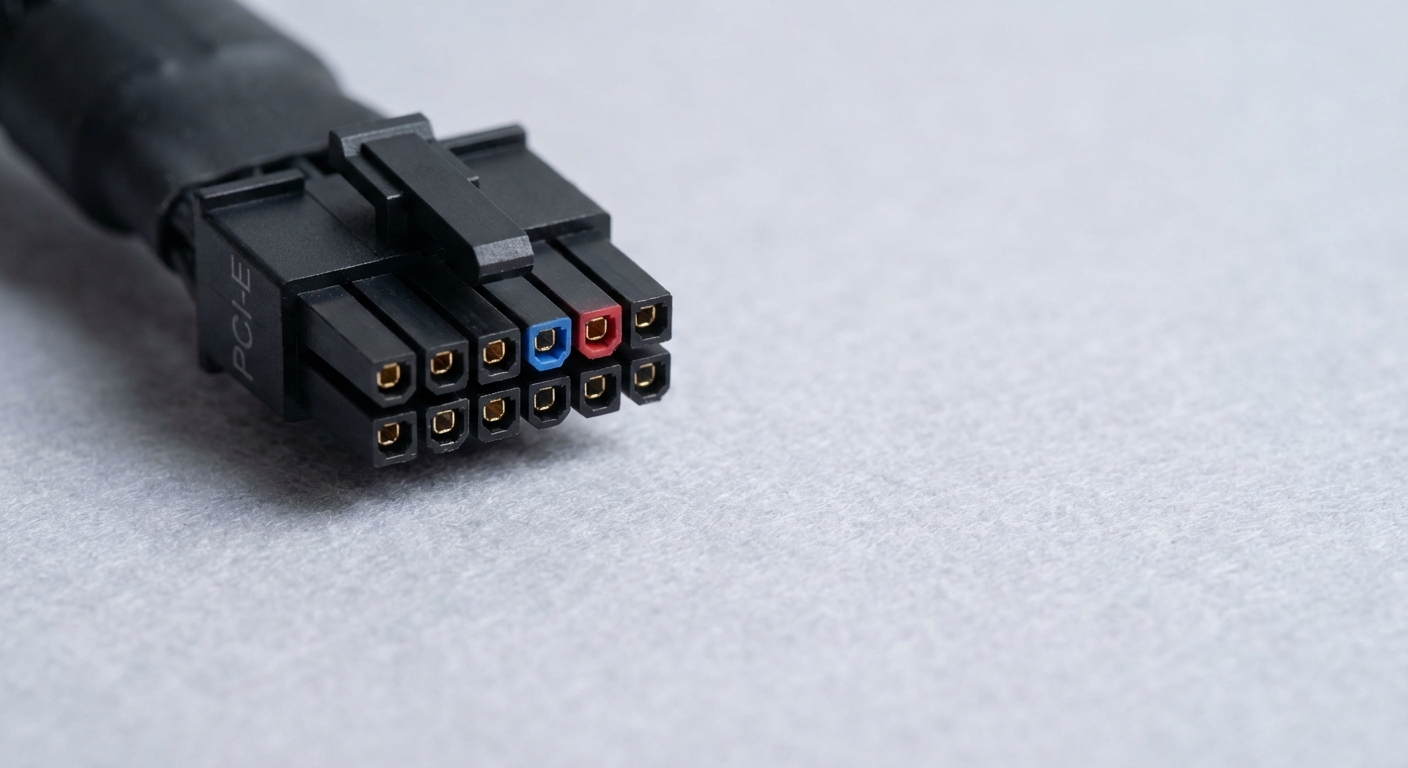 Photorealistic close-up of a 12VHPWR power connector