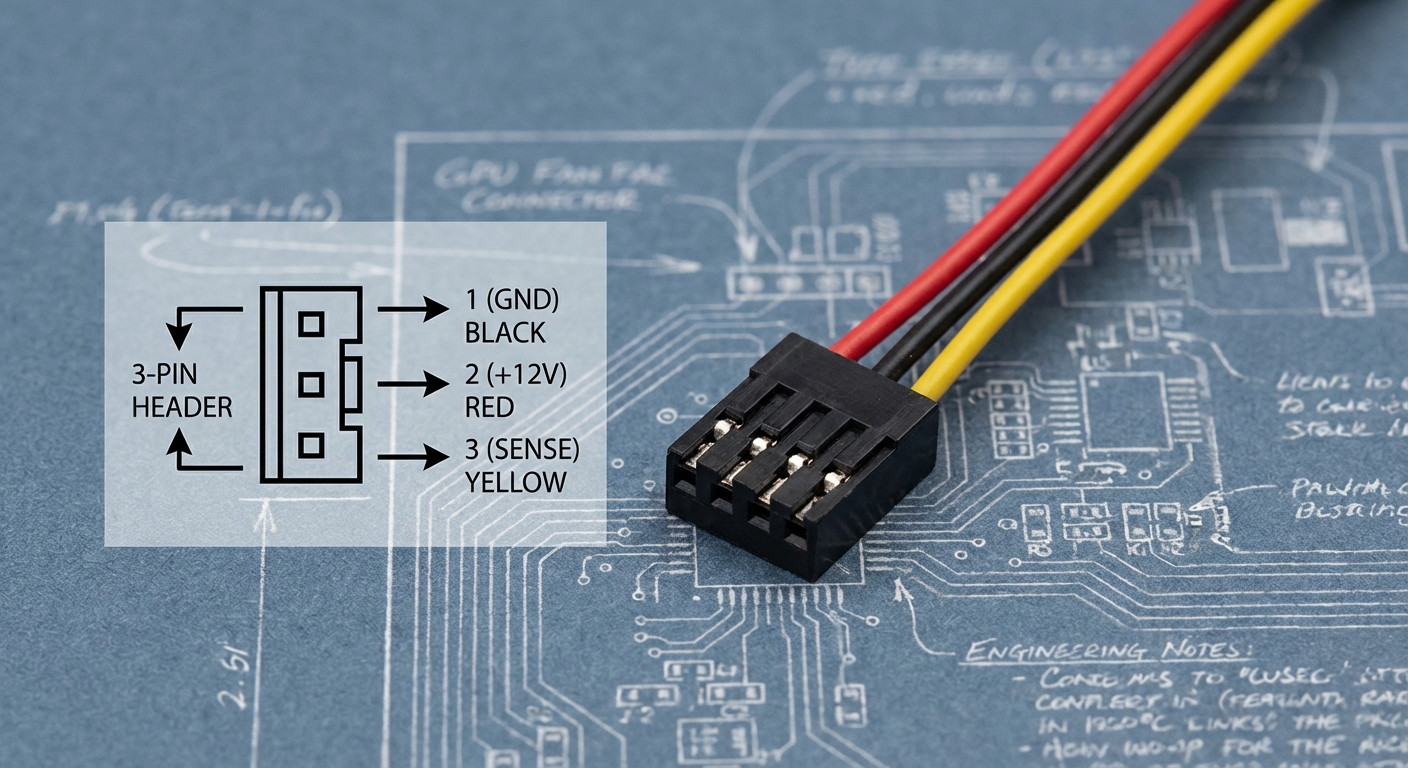 Schematic illustration of GPU fan header wire color codes