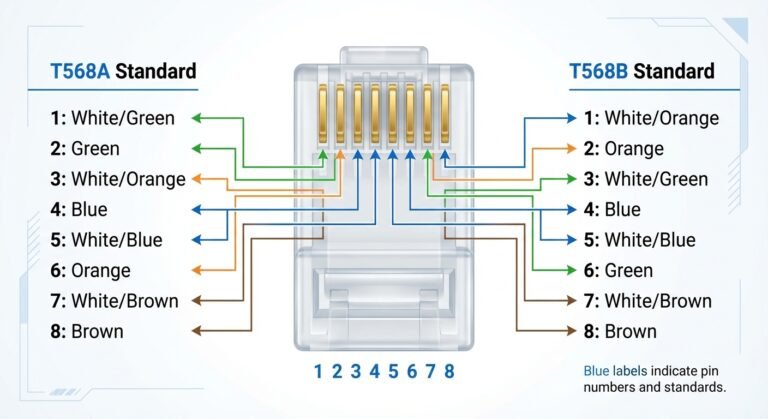 RJ45 connector pinout color codes chart | Rotating USB Cable