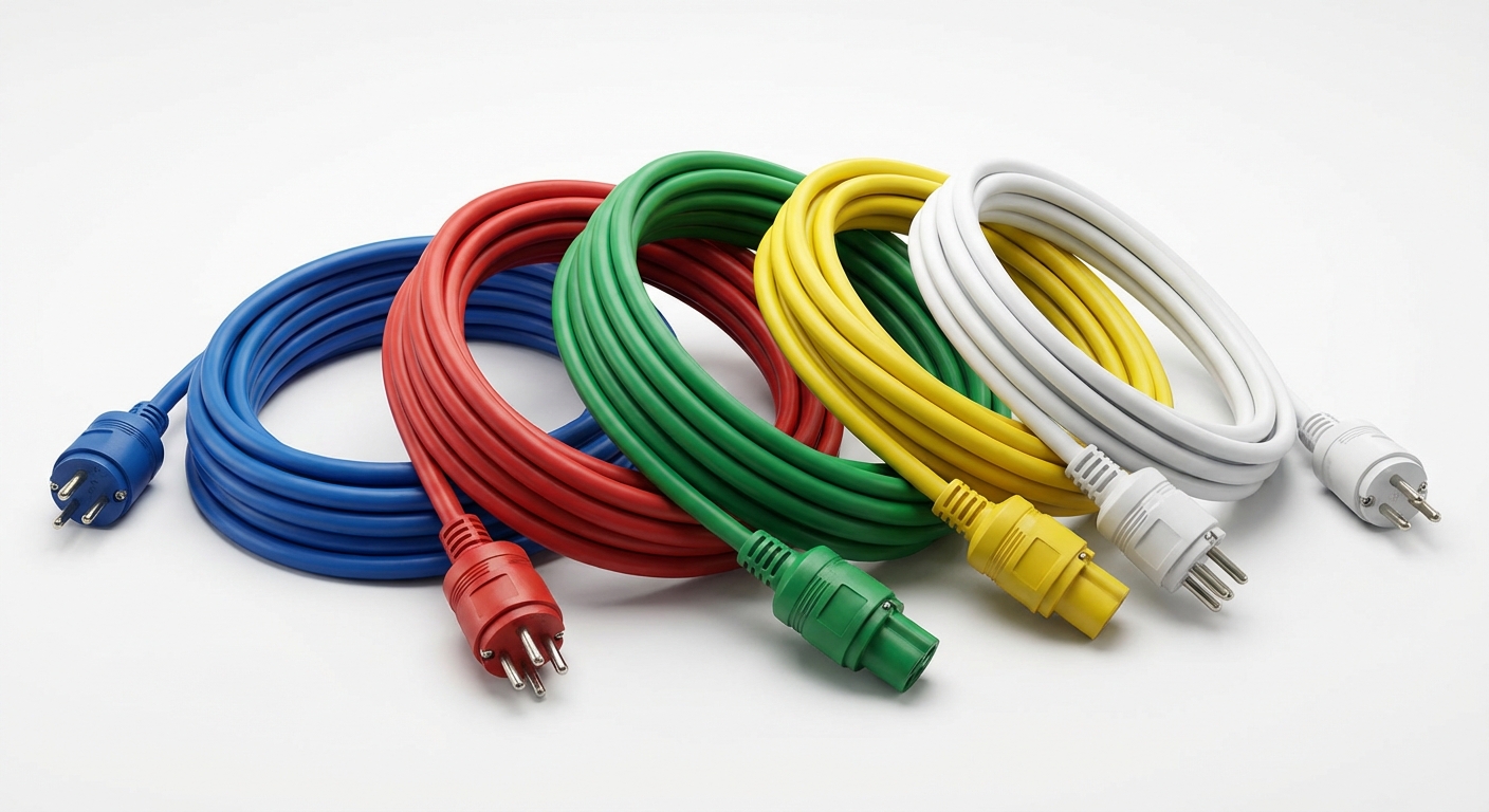 High-quality image of color-coded power cables for PDUs