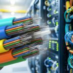 Cross-section of fiber optic cable with detailed color coding
