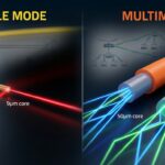 Visual comparison of single mode and multimode fiber cables