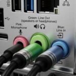 Diagram of audio jacks color codes on a PC.