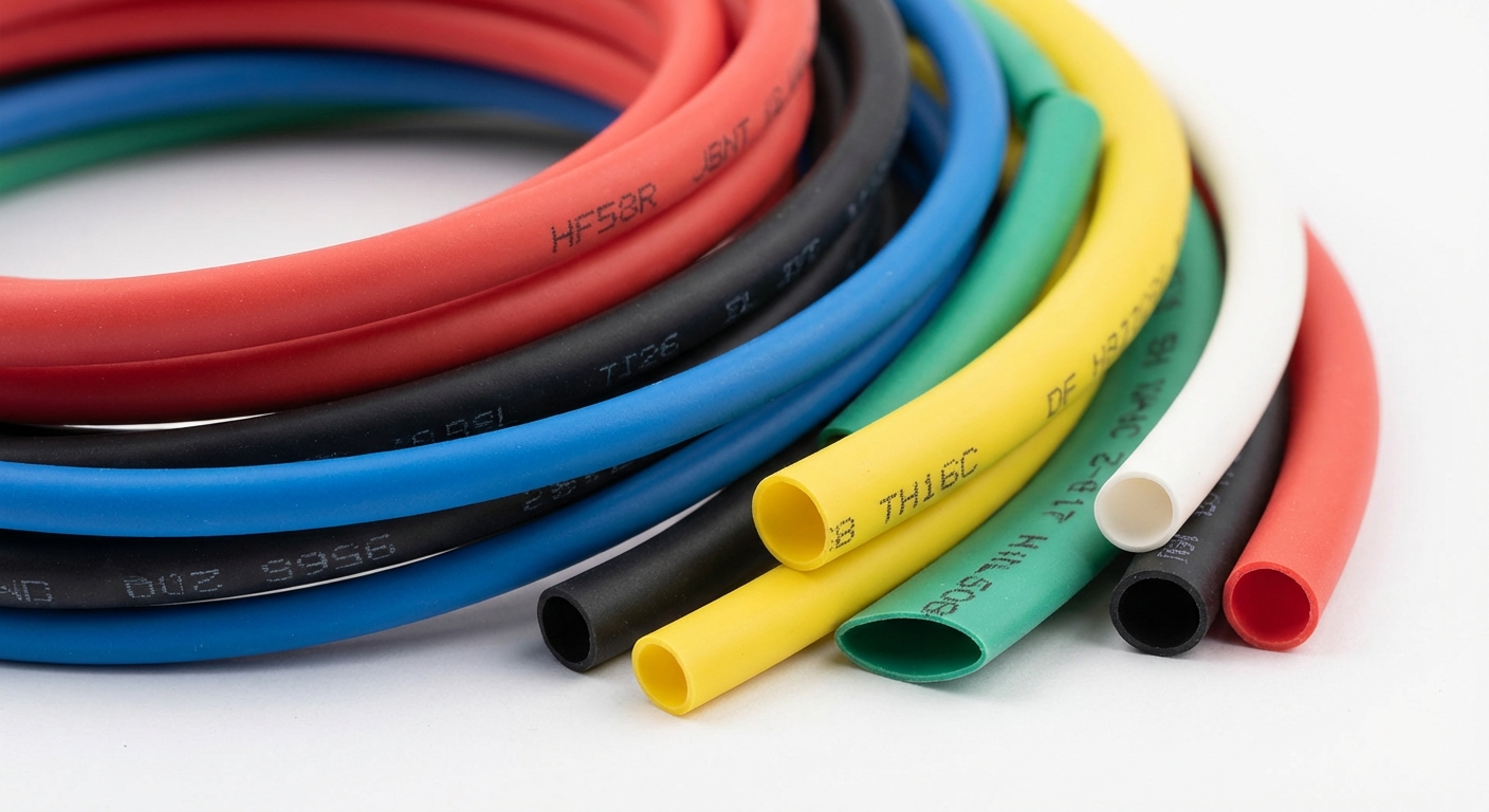 Photorealistic image of color-coded heat shrink tubing