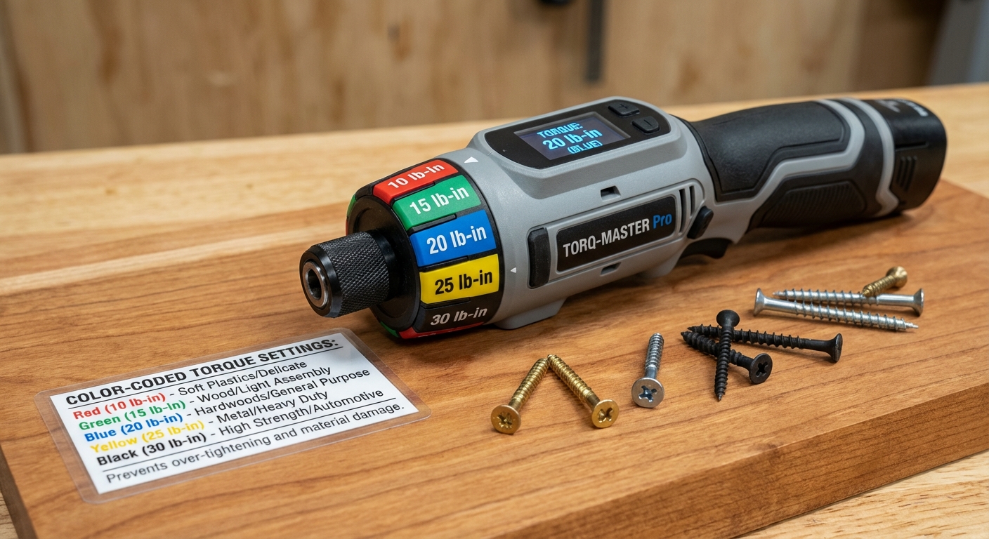 Electric screwdriver with torque color codes chart