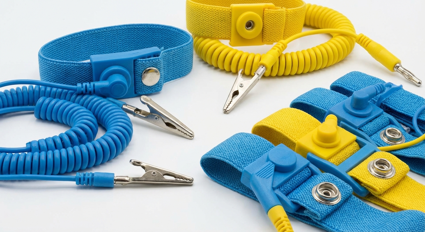 Various ESD straps displayed on a clean background