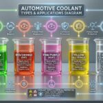 Infographic showing different coolant colors and their properties