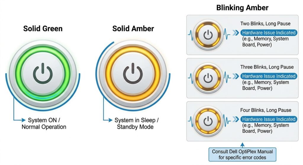 Dell Optiplex blinking power button color codes | Rotating USB Cable