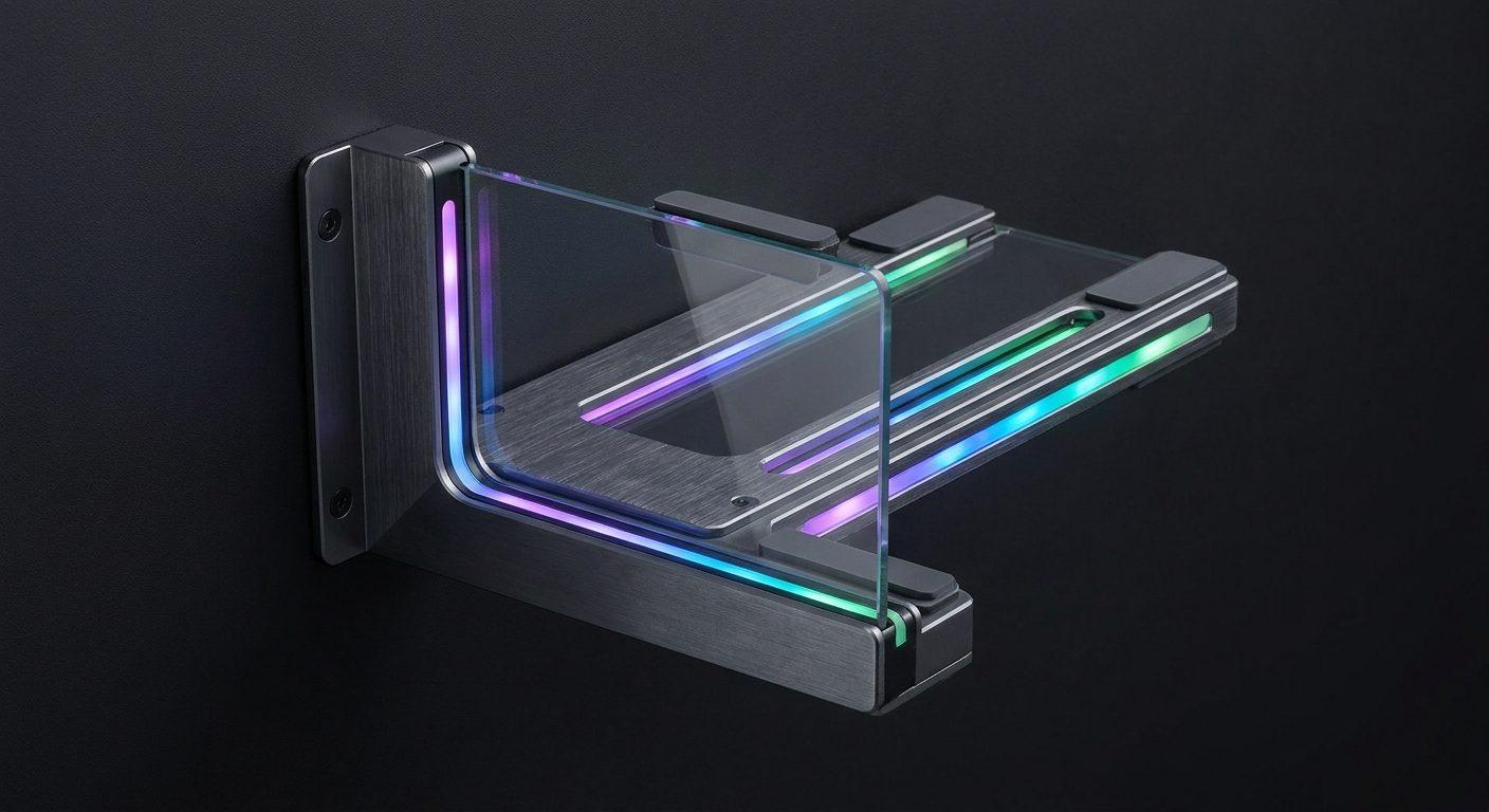 Macro photograph of an ARGB GPU support bracket