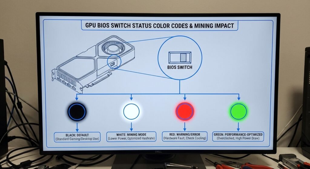 Mining GPU bios switch status color codes | Rotating USB Cable