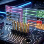 Diagram of front panel audio header pinout with color codes