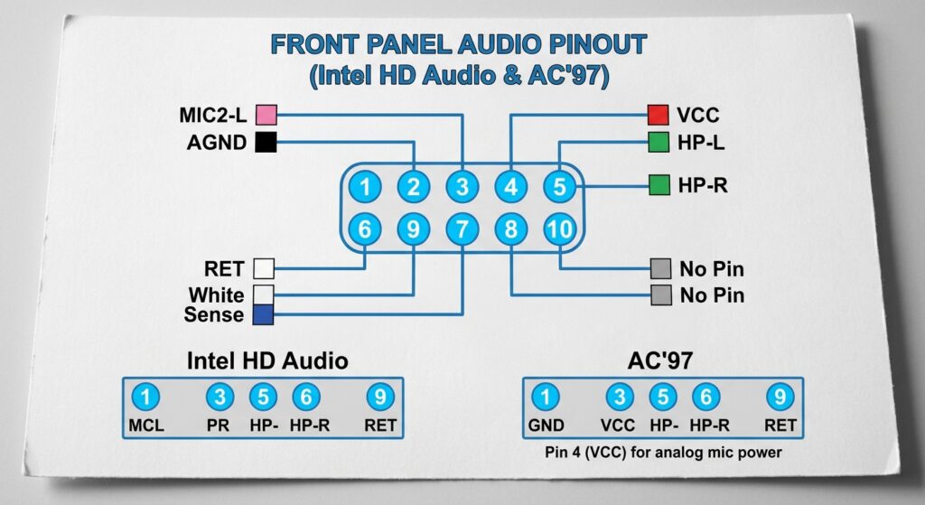 Front panel audio header pinout color codes | Rotating USB Cable