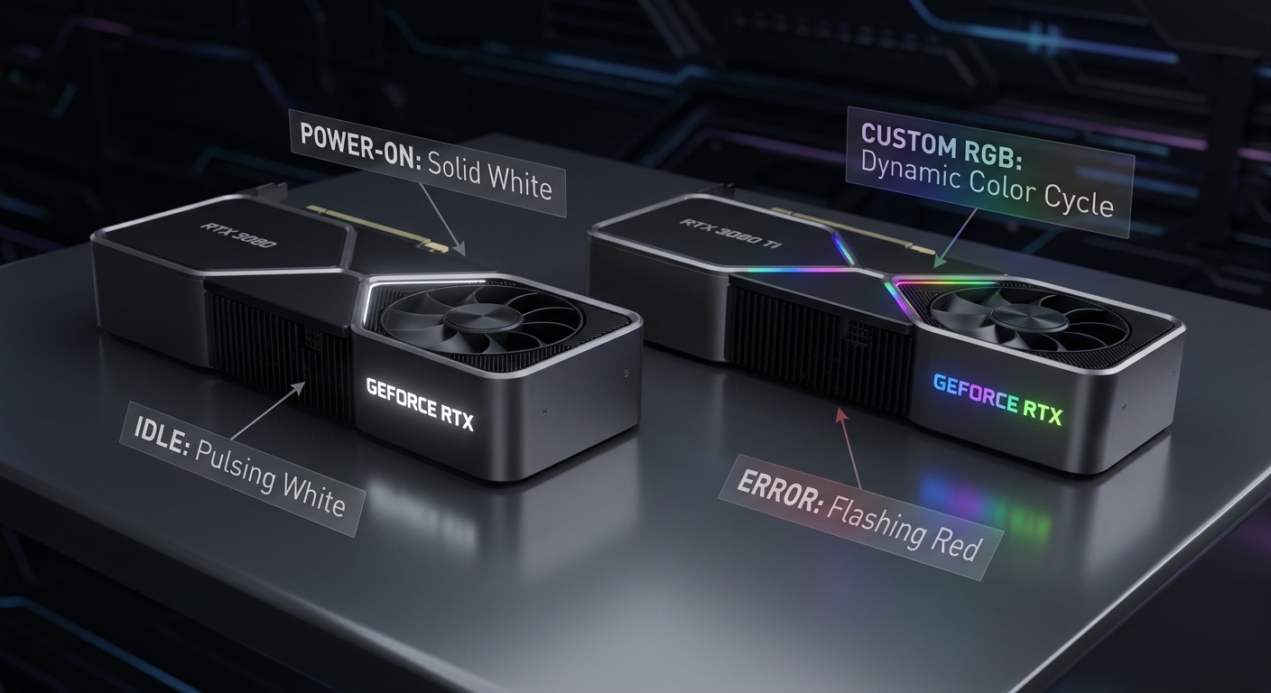 NVIDIA Founders Edition graphics cards with LED color codes