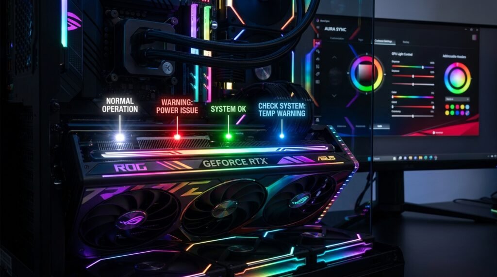 ASUS ROG Strix GPU light color codes | Rotating USB Cable