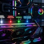 Close-up of ASUS ROG Strix GPU with RGB lighting color codes