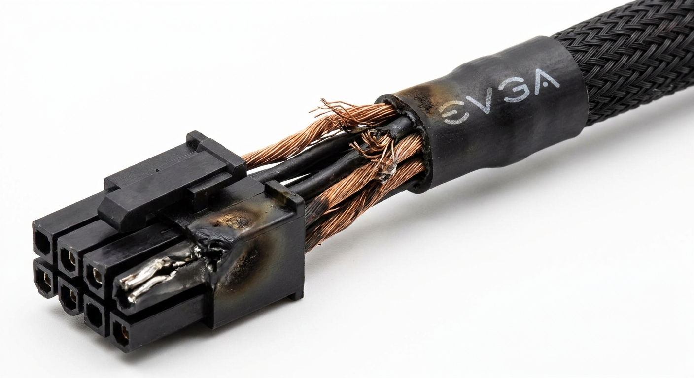 Macro shot of a damaged power supply connector