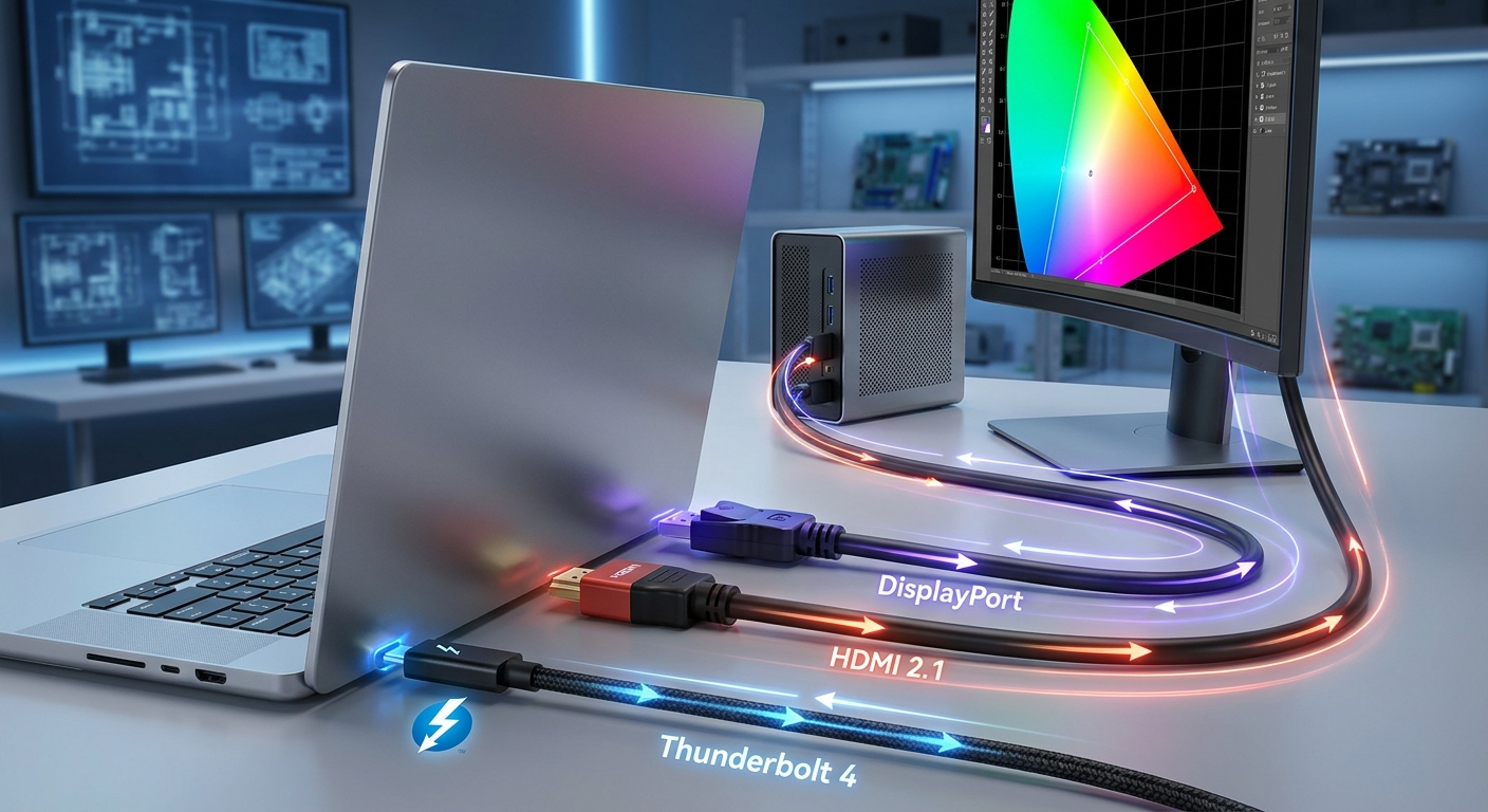 Illustration of eGPU connection types and color codes
