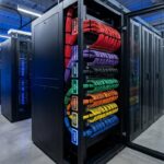Organized data center with color-coded DAC cables