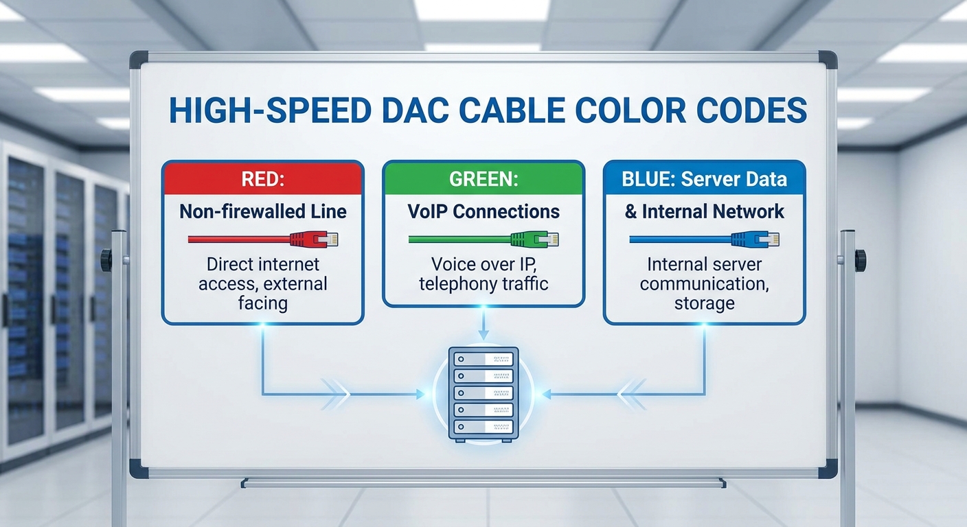 Diagram showing color codes for DAC cables