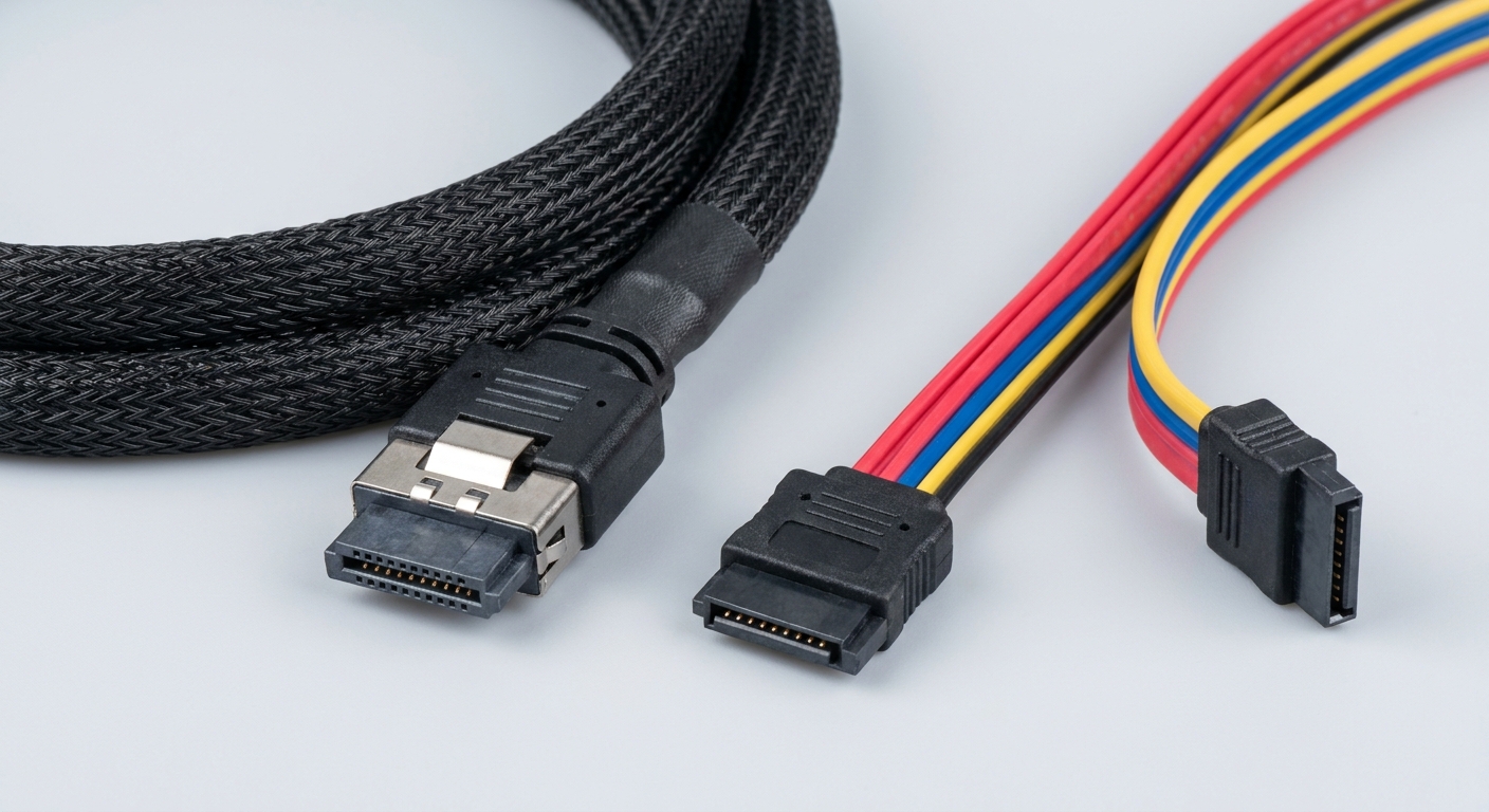 High-quality image of SAS and SATA cables