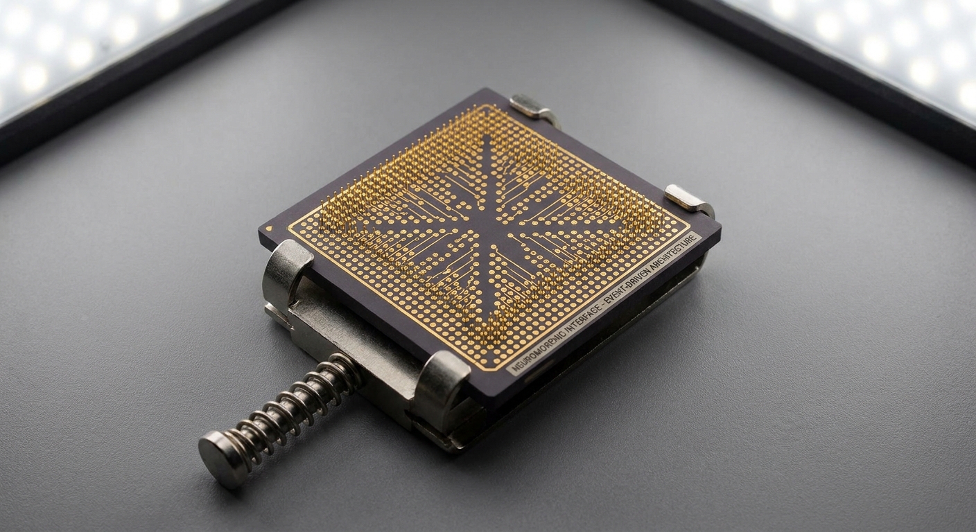 Macro photograph of a specialized connector for neuromorphic chips.