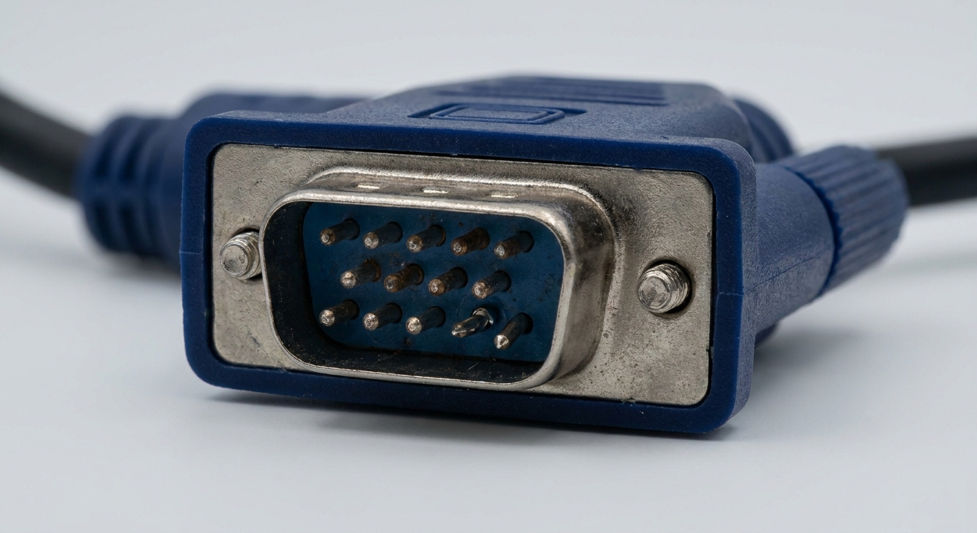 Close-up image of a VGA cable connector highlighting pins.