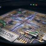 Close-up of the Willow Quantum Chip's wiring with optimized qubit placement.