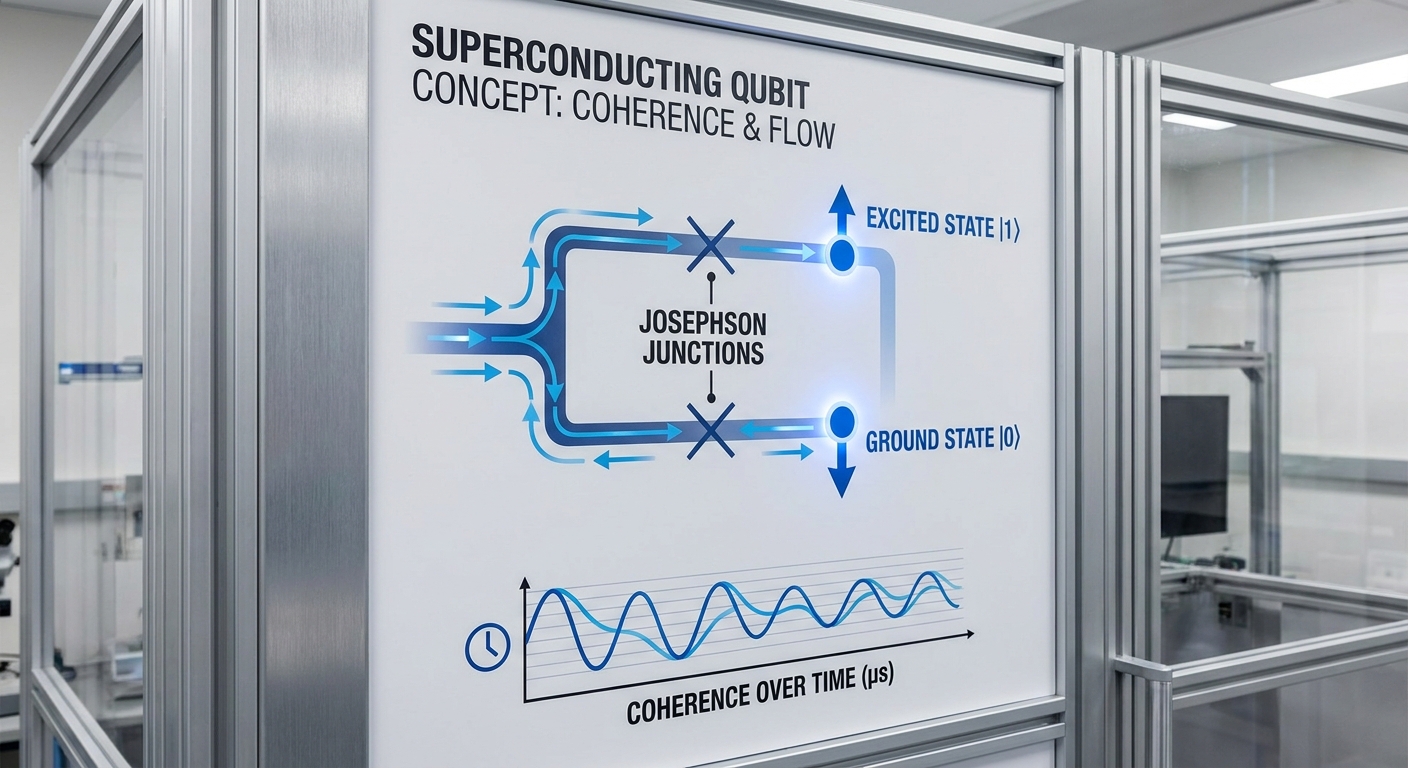 Diagram of superconducting qubits showing states and Josephson junctions
