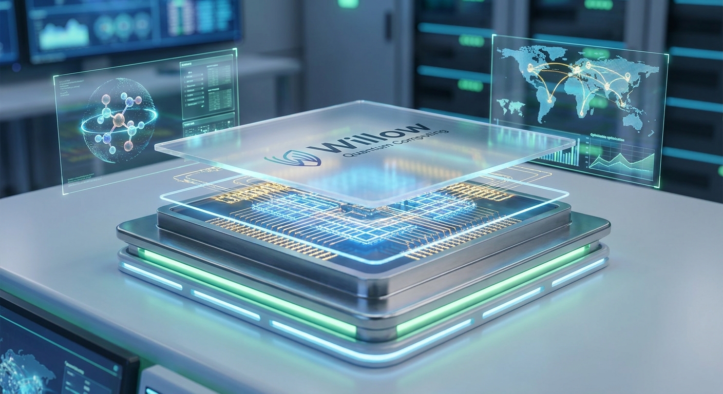 Detailed depiction of the Willow quantum computing chip architecture