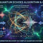 Infographic illustrating the Quantum Echoes algorithm and OTOCs