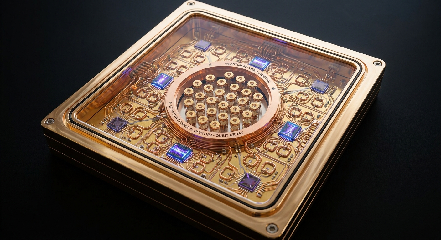 Photorealistic image of a quantum processor with visible internal components