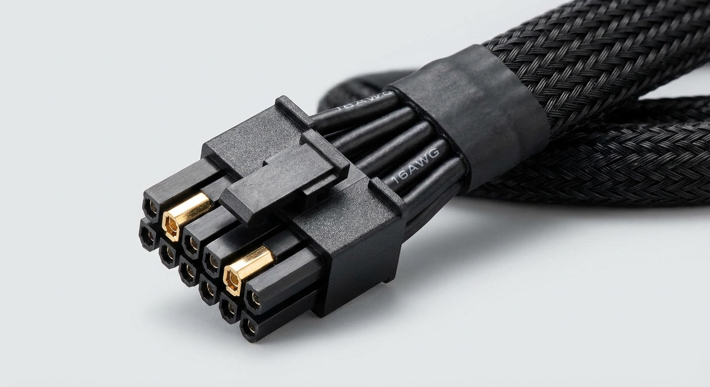 Photorealistic image of a high-quality 12VHPWR connector cable