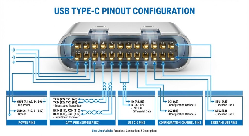 Usb Type C Pinout Diagram And Brief Explanation Rotating Usb Cable 