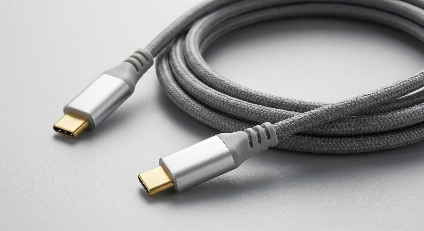 Photorealistic image of a USB Type-C cable