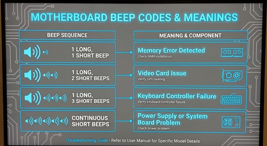 Common motherboard beep color codes vs light codes | Rotating USB Cable
